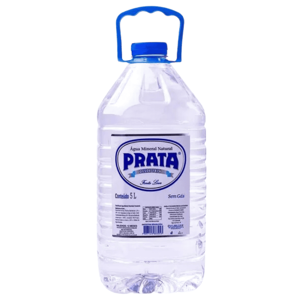 Água Mineral Natural Prata sem gás Pet Galão Fardo 2x5000ml